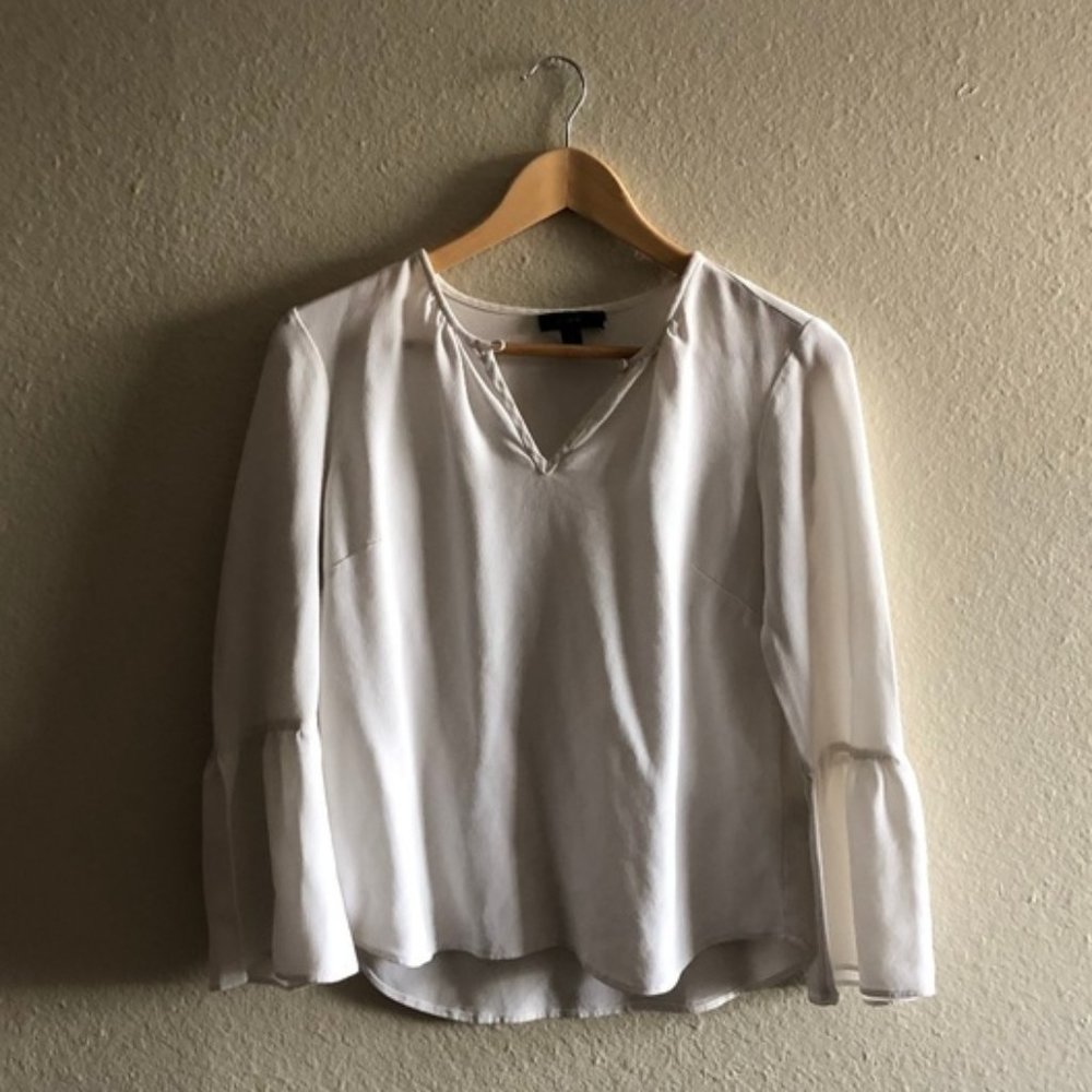 J. Crew 100% silk bell sleeve 70s style blouse